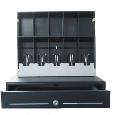 Our 16" Cash Drawers with Stainless Steel Front provide affordable versatility to any POS system. It's designed to withstand the wear and tear of retail and restaurant applications. It has industry standard cash drawer kick-out RJ11 connector port and output 24VDC to activate the cash drawer release 24VDC Solenoid, which works with Epson and Epson Compatible POS receipt printers including Star, Citizen, Ithaca, Panasonic, Samsung, etc.
