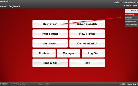 Menu items with a limited quantity are displayed in the Fresh List on the main order menu and each item is also tagged on its menu button. Enter the total number of each item available and the quantity counts down as items are ordered.