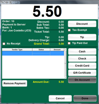 Large total on top of payment window