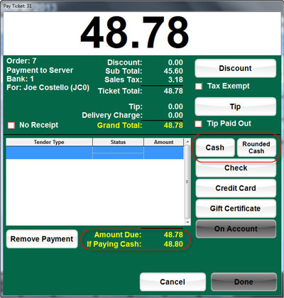 Change rounding for phase out of the one cent coin