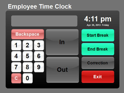 No matter whether you use Point of Success on a single computer or on a dozen computers on a local area network, your employee time clock can be made available on any or all of your computers. Employees can clock in or clock out anywhere on a network because all time clock entries are synchronized to within one second with the database server computer.